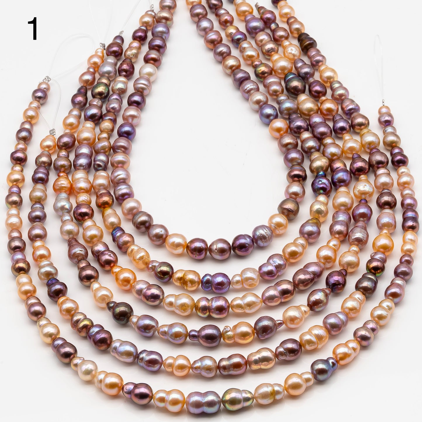 7-9mm Edison Pearl in Full Strand, Freshwater Pearl in Natural Colors with High Luster, Pre-Strung for Jewelry Making, SKU # 2858ED