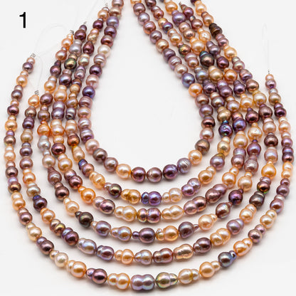 7-9mm Edison Pearl in Full Strand, Freshwater Pearl in Natural Colors with High Luster, Pre-Strung for Jewelry Making, SKU # 2858ED