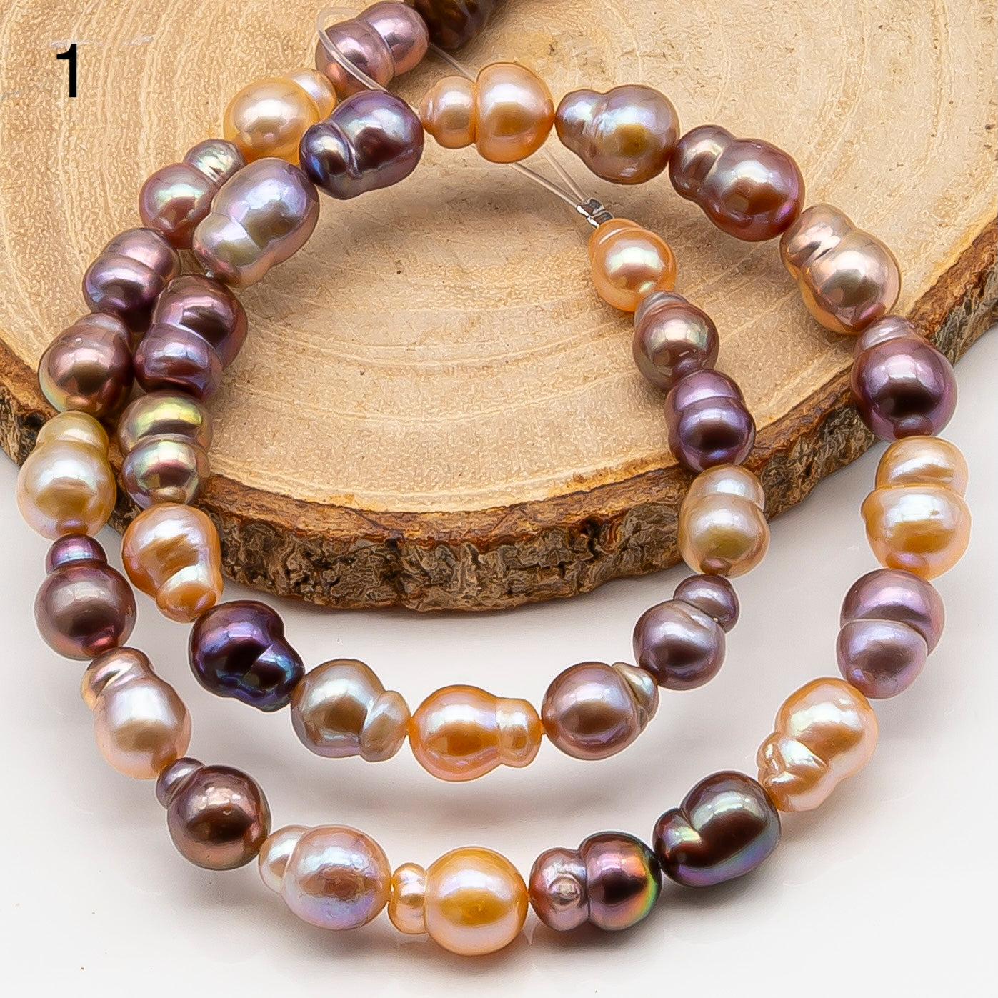 7-9mm Edison Pearl in Full Strand, Freshwater Pearl in Natural Colors with High Luster, Pre-Strung for Jewelry Making, SKU # 2858ED