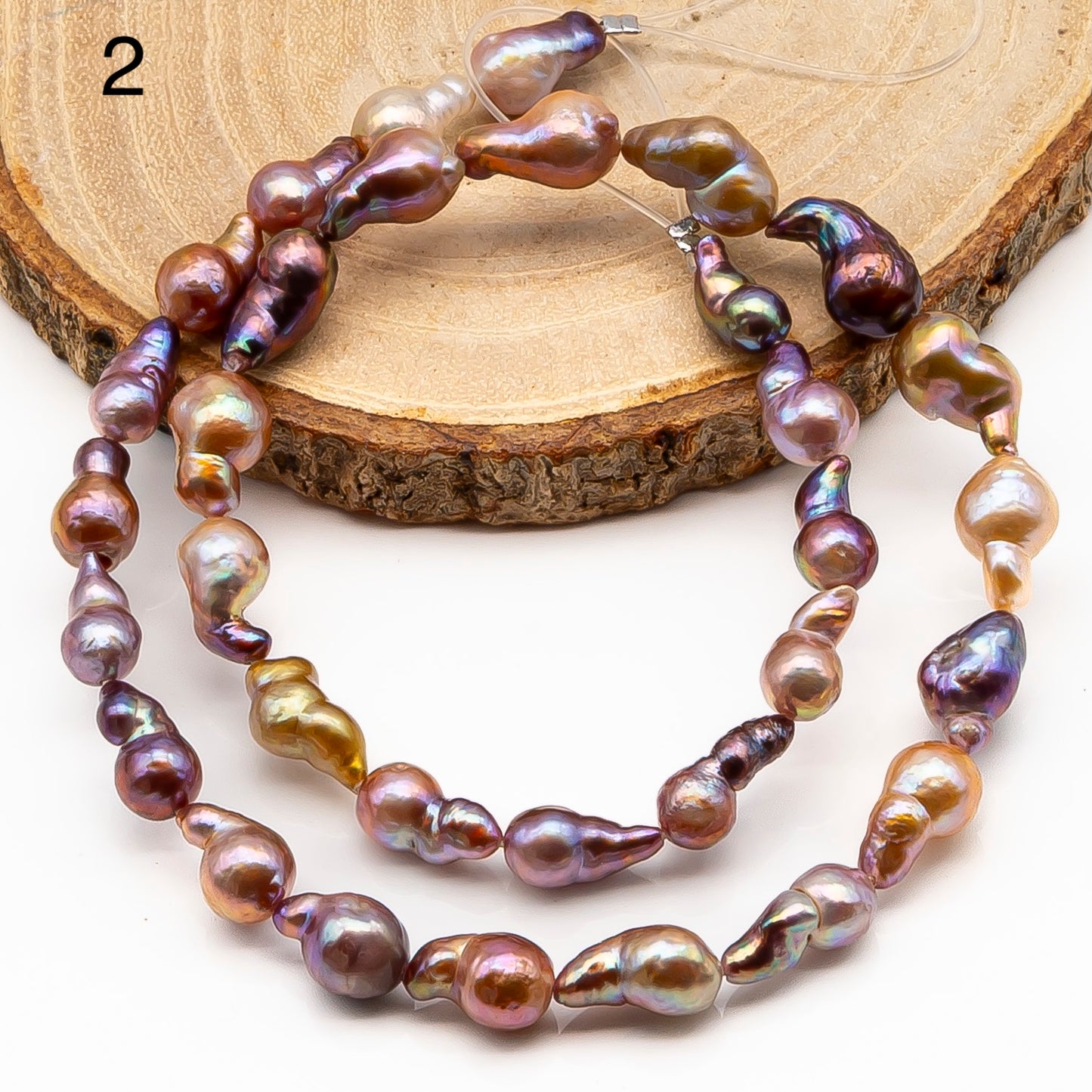 7-9mm Edison Pearl in Full Strand, Freshwater Pearl in Natural Colors with High Luster, Pre-Strung for Jewelry Making, SKU # 2858ED