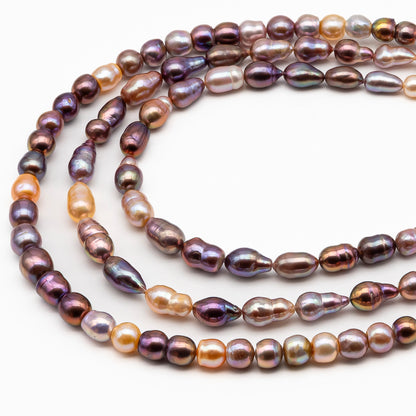 7-9mm Edison Pearl in Full Strand, Freshwater Pearl in Natural Colors with High Luster, Pre-Strung for Jewelry Making, SKU # 2859ED