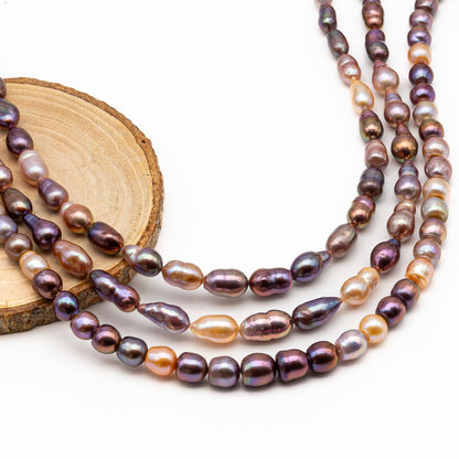 7-9mm Edison Pearl in Full Strand, Freshwater Pearl in Natural Colors with High Luster, Pre-Strung for Jewelry Making, SKU # 2859ED