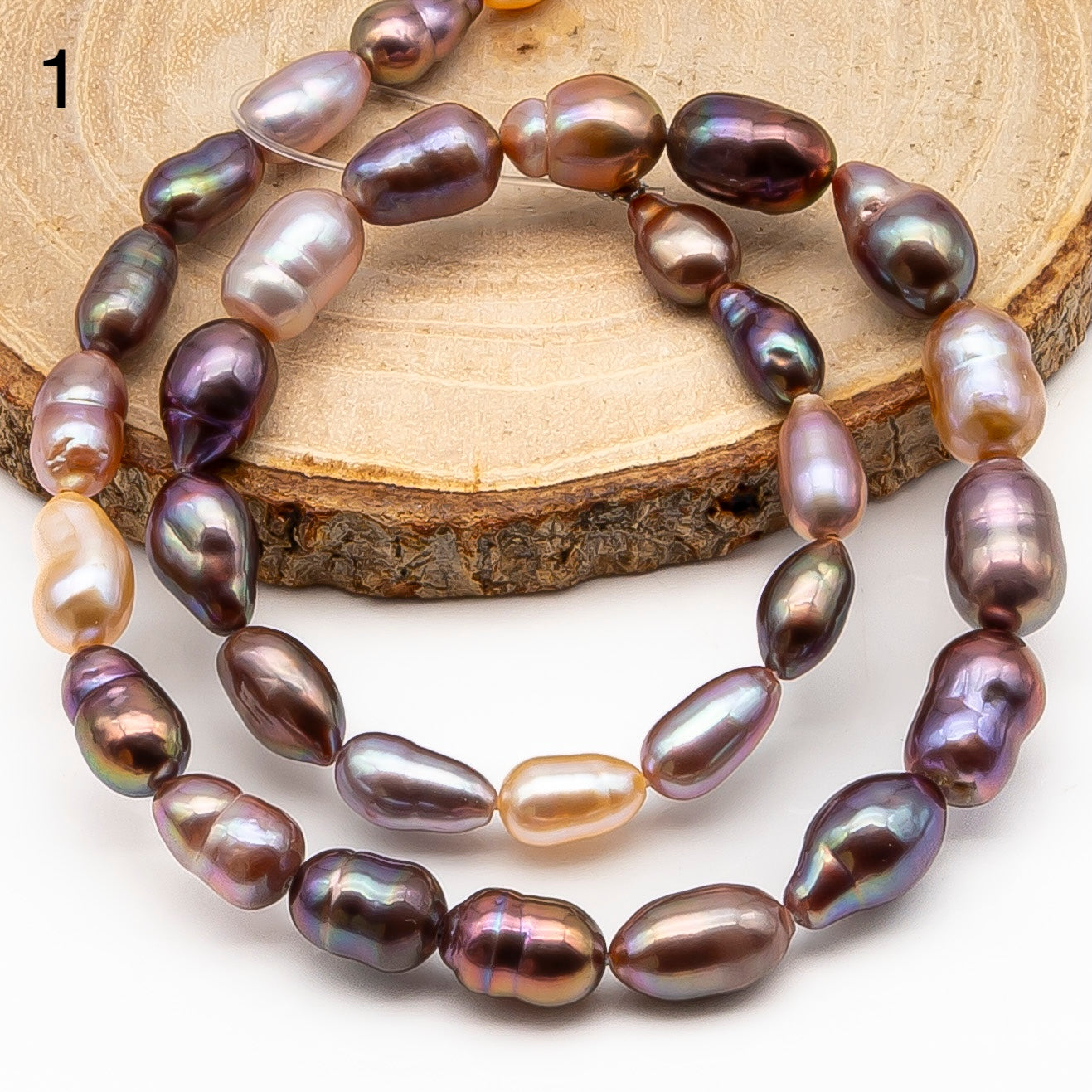 7-9mm Edison Pearl in Full Strand, Freshwater Pearl in Natural Colors with High Luster, Pre-Strung for Jewelry Making, SKU # 2859ED