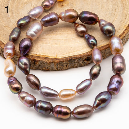 7-9mm Edison Pearl in Full Strand, Freshwater Pearl in Natural Colors with High Luster, Pre-Strung for Jewelry Making, SKU # 2859ED