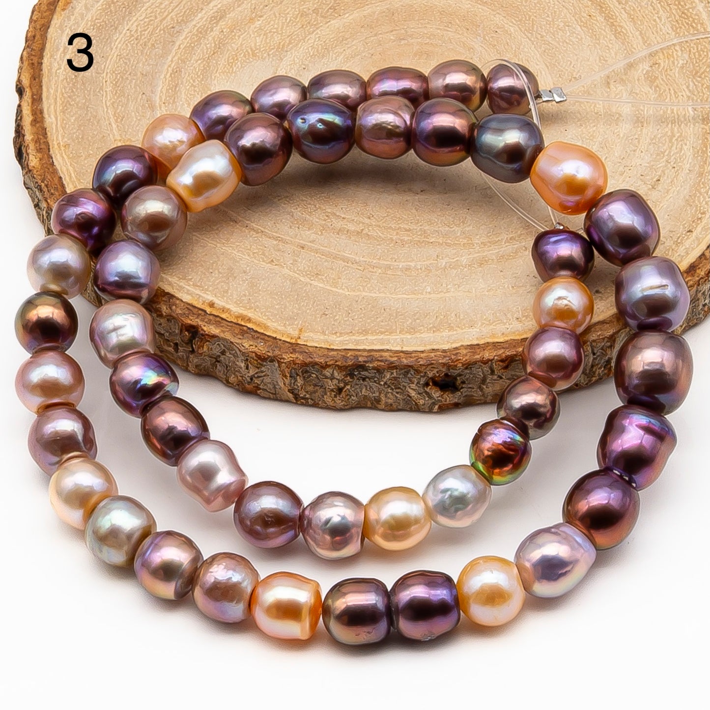 7-9mm Edison Pearl in Full Strand, Freshwater Pearl in Natural Colors with High Luster, Pre-Strung for Jewelry Making, SKU # 2859ED