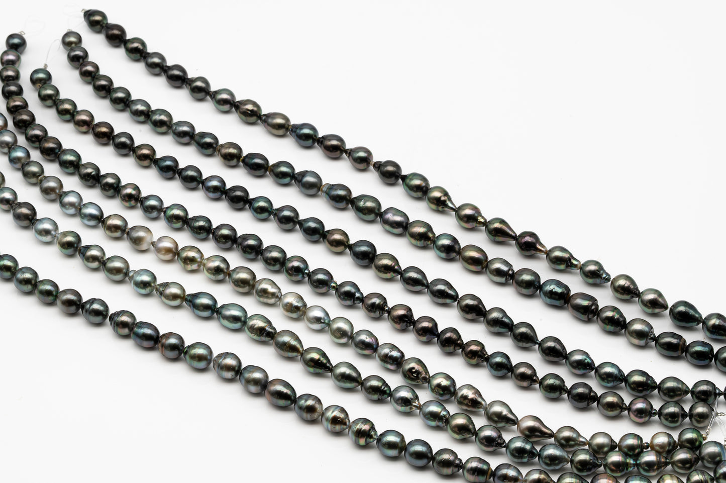 10-11mm Tahitian Pearl in Full Strand, Natural Colors with High Luster, Temporarily Strung Black Pearls for Jewelry Making, SKU # 2861TH