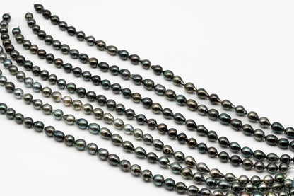 10-11mm Tahitian Pearl in Full Strand, Natural Colors with High Luster, Temporarily Strung Black Pearls for Jewelry Making, SKU # 2861TH