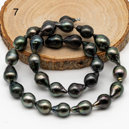 10-11mm Tahitian Pearl in Full Strand, Natural Colors with High Luster, Temporarily Strung Black Pearls for Jewelry Making, SKU # 2861TH