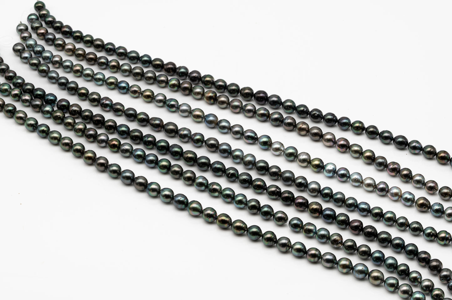 9-10mm Tahitian Pearl in Full Strand, Natural Colors with High Luster, Temporarily Strung Black Pearls for Jewelry Making, SKU # 2865TH