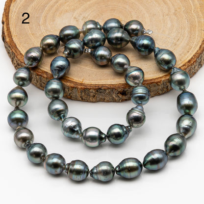 9-10mm Tahitian Pearl in Full Strand, Natural Colors with High Luster, Temporarily Strung Black Pearls for Jewelry Making, SKU # 2866TH