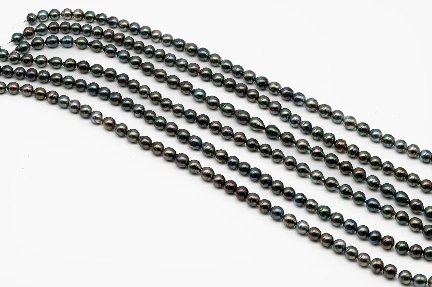 9-10mm Tahitian Pearl in Full Strand, Natural Colors with High Luster, Temporarily Strung Black Pearls for Jewelry Making, SKU # 2867TH