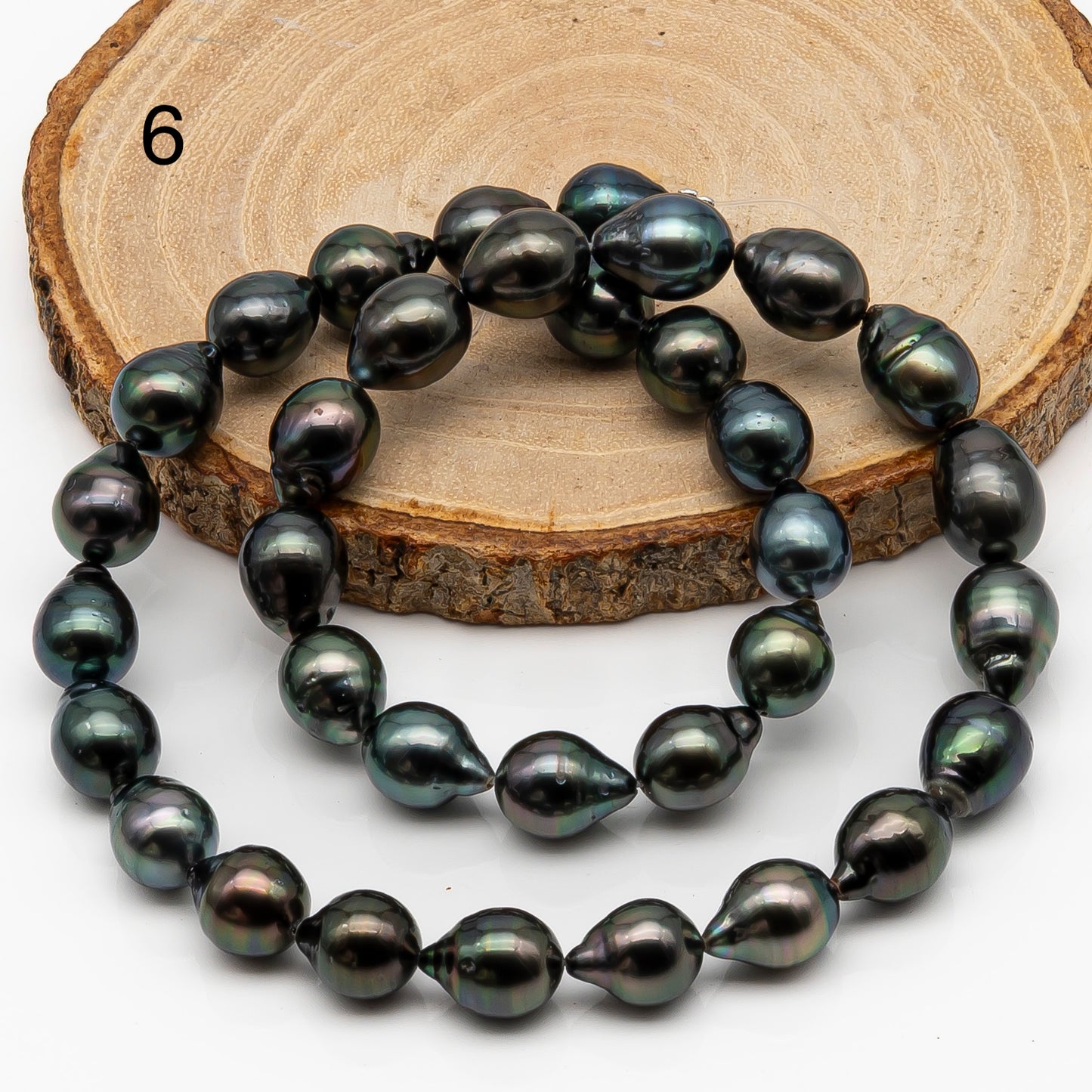 9-10mm Tahitian Pearl in Full Strand, Natural Colors with High Luster, Temporarily Strung Black Pearls for Jewelry Making, SKU # 2867TH