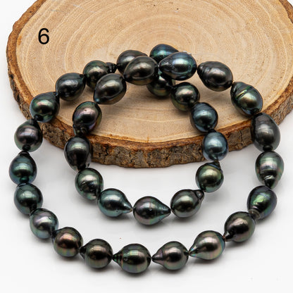 9-10mm Tahitian Pearl in Full Strand, Natural Colors with High Luster, Temporarily Strung Black Pearls for Jewelry Making, SKU # 2867TH