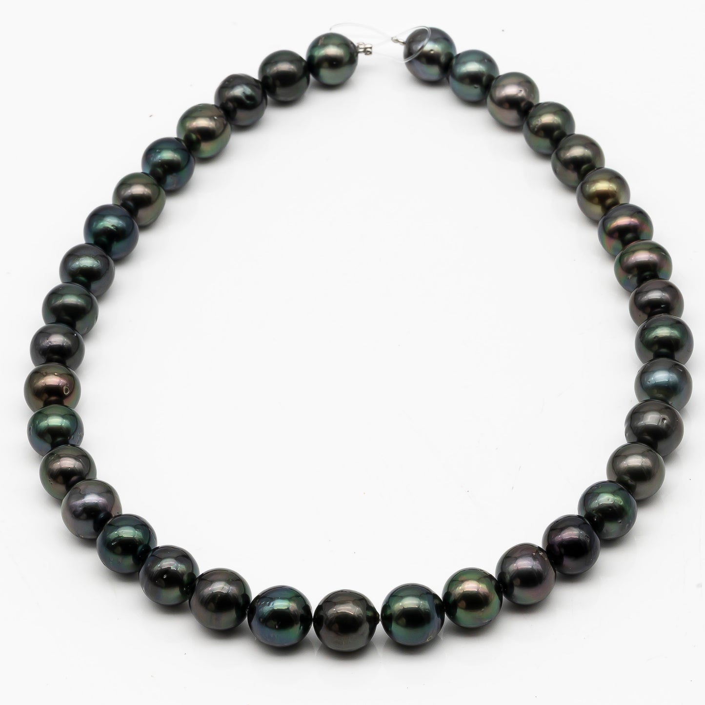 11-12mm Tahitian Pearl in Full Strand, Natural Colors with High Luster, Temporarily Strung Black Pearls for Jewelry Making, SKU # 2874TH