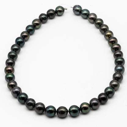 11-12mm Tahitian Pearl in Full Strand, Natural Colors with High Luster, Temporarily Strung Black Pearls for Jewelry Making, SKU # 2874TH