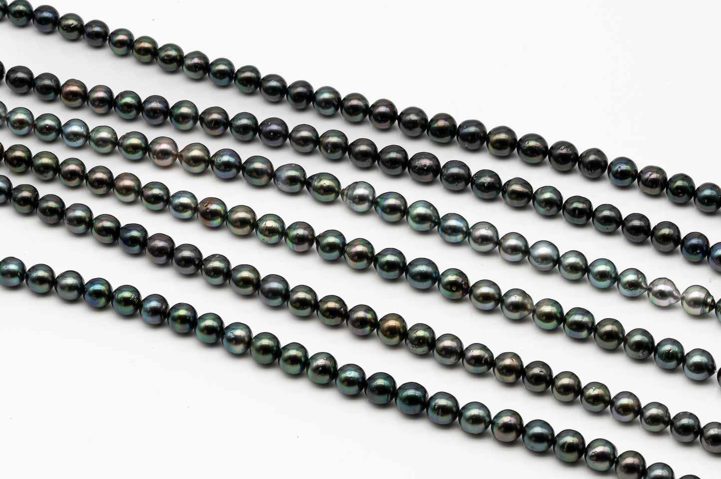 9-10mm Tahitian Pearl in Full Strand, Natural Colors with High Luster, Temporarily Strung Black Pearls for Jewelry Making, SKU # 2876TH
