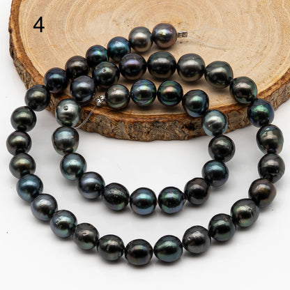 8-9mm Tahitian Pearl in Full Strand, Natural Colors with High Luster, Temporarily Strung Black Pearls for Jewelry Making, SKU # 2877TH