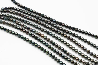 10-11mm Tahitian Pearl in Full Strand, Natural Colors with High Luster, Temporarily Strung Black Pearls for Jewelry Making, SKU # 2878TH
