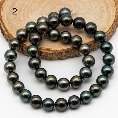 10-11mm Tahitian Pearl in Full Strand, Natural Colors with High Luster, Temporarily Strung Black Pearls for Jewelry Making, SKU # 2878TH