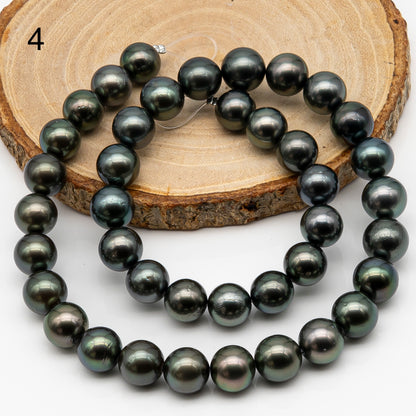 10-11mm Tahitian Pearl in Full Strand, Natural Colors with High Luster, Temporarily Strung Black Pearls for Jewelry Making, SKU # 2878TH