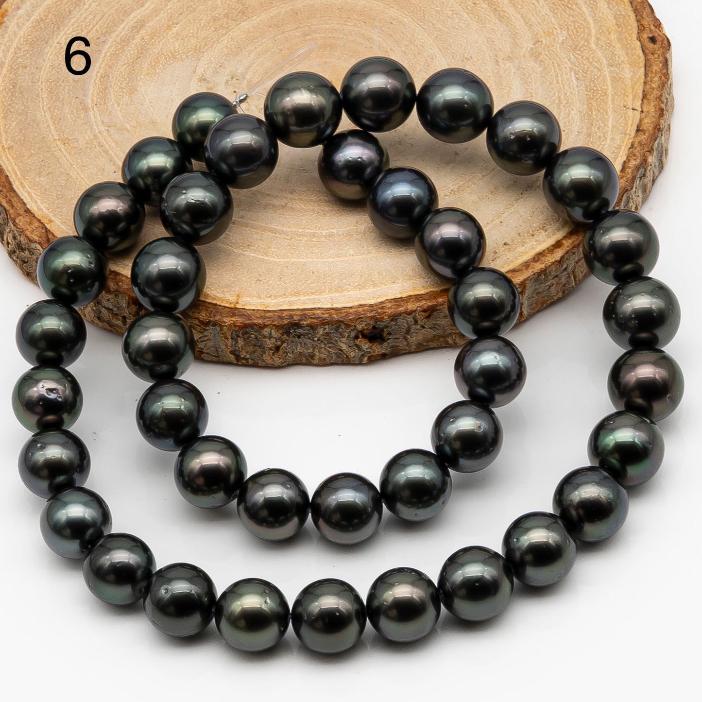 10-11mm Tahitian Pearl in Full Strand, Natural Colors with High Luster, Temporarily Strung Black Pearls for Jewelry Making, SKU # 2878TH
