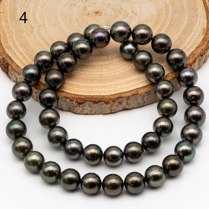 9-10mm Tahitian Pearl in Full Strand, Natural Colors with High Luster, Temporarily Strung Black Pearls for Jewelry Making, SKU # 2879TH