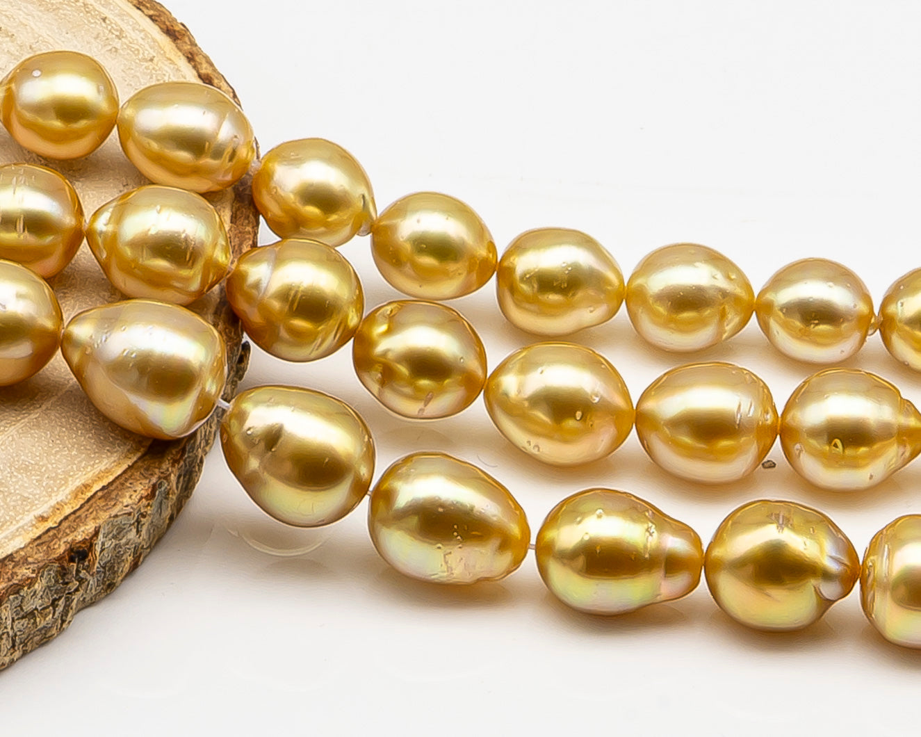 9, 10, 11mm Golden South Sea Pearl with High Luster and Blemishes, Natural Color Pearls, for Jewelry Making, Full Strand, SKU # 3323GS