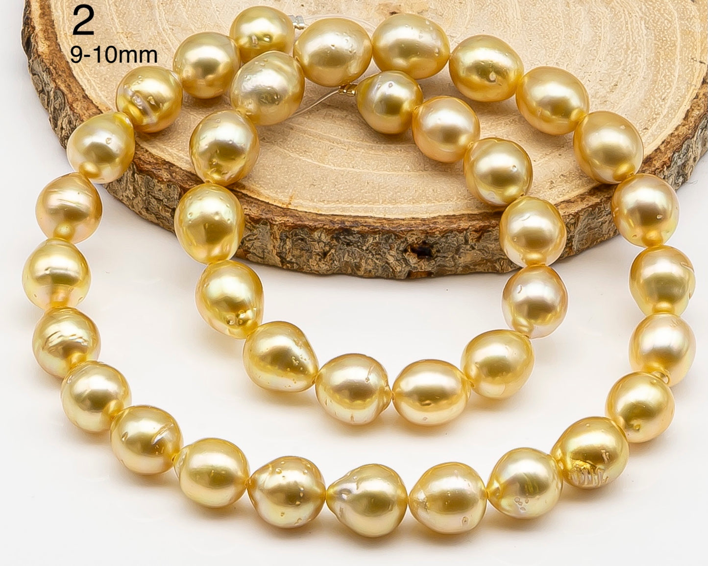 9, 10, 11mm Golden South Sea Pearl with High Luster and Blemishes, Natural Color Pearls, for Jewelry Making, Full Strand, SKU # 3323GS