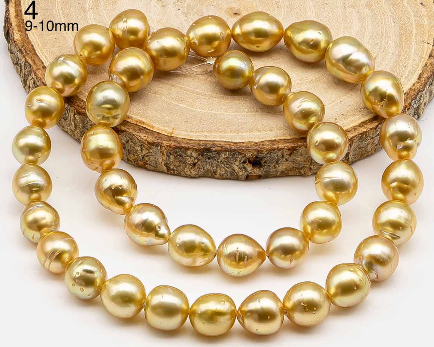 9, 10, 11mm Golden South Sea Pearl with High Luster and Blemishes, Natural Color Pearls, for Jewelry Making, Full Strand, SKU # 3323GS