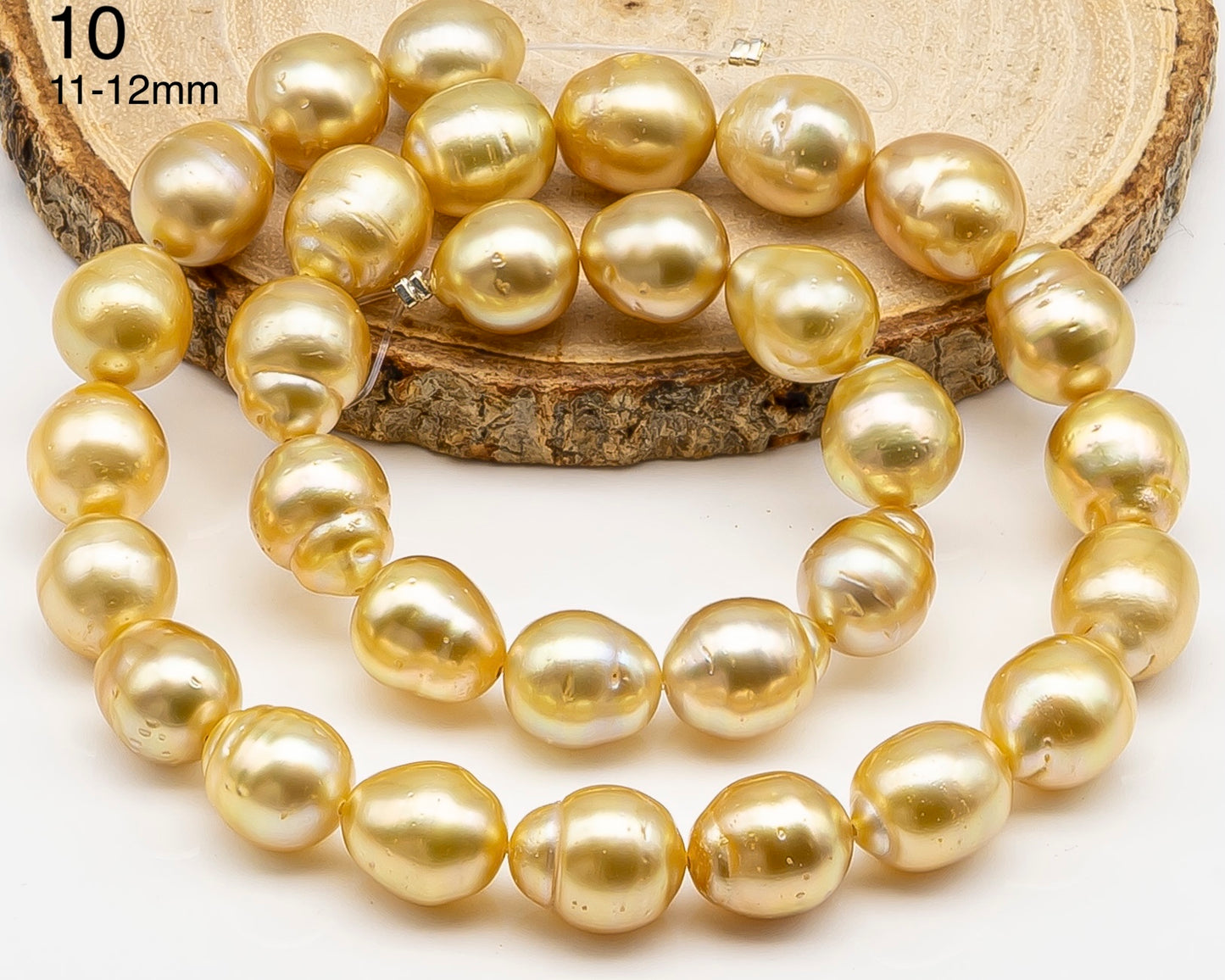 9, 10, 11mm Golden South Sea Pearl with High Luster and Blemishes, Natural Color Pearls, for Jewelry Making, Full Strand, SKU # 3323GS