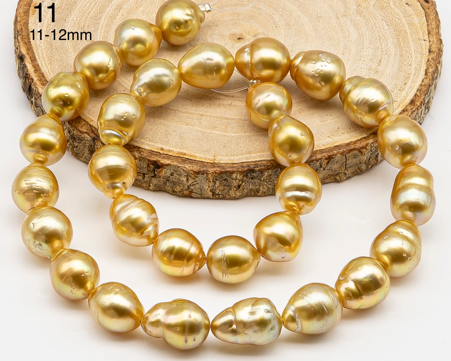 9, 10, 11mm Golden South Sea Pearl with High Luster and Blemishes, Natural Color Pearls, for Jewelry Making, Full Strand, SKU # 3323GS