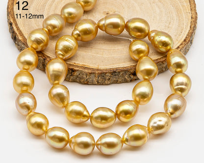 9, 10, 11mm Golden South Sea Pearl with High Luster and Blemishes, Natural Color Pearls, for Jewelry Making, Full Strand, SKU # 3323GS