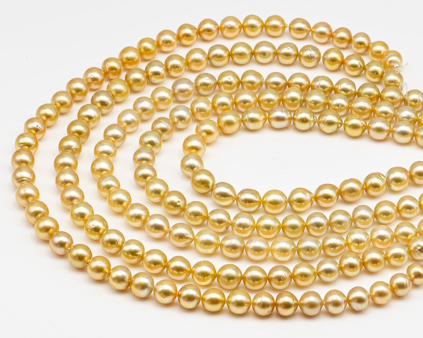 9-10mm Golden South Sea Pearl with High Luster and Blemishes, Natural Color Pearls, for Jewelry Making, Full Strand, SKU # 3324GS