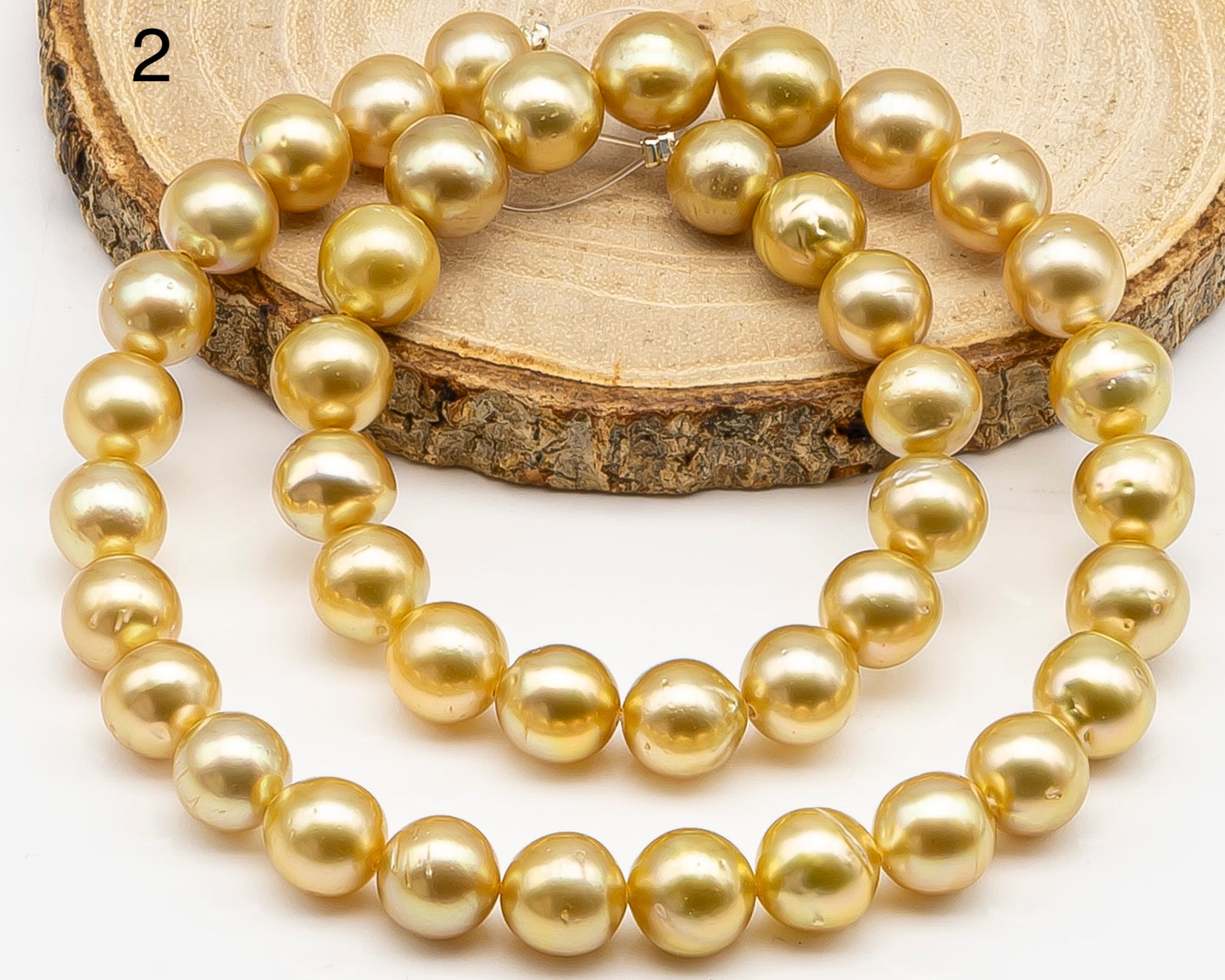 9-10mm Golden South Sea Pearl with High Luster and Blemishes, Natural Color Pearls, for Jewelry Making, Full Strand, SKU # 3324GS
