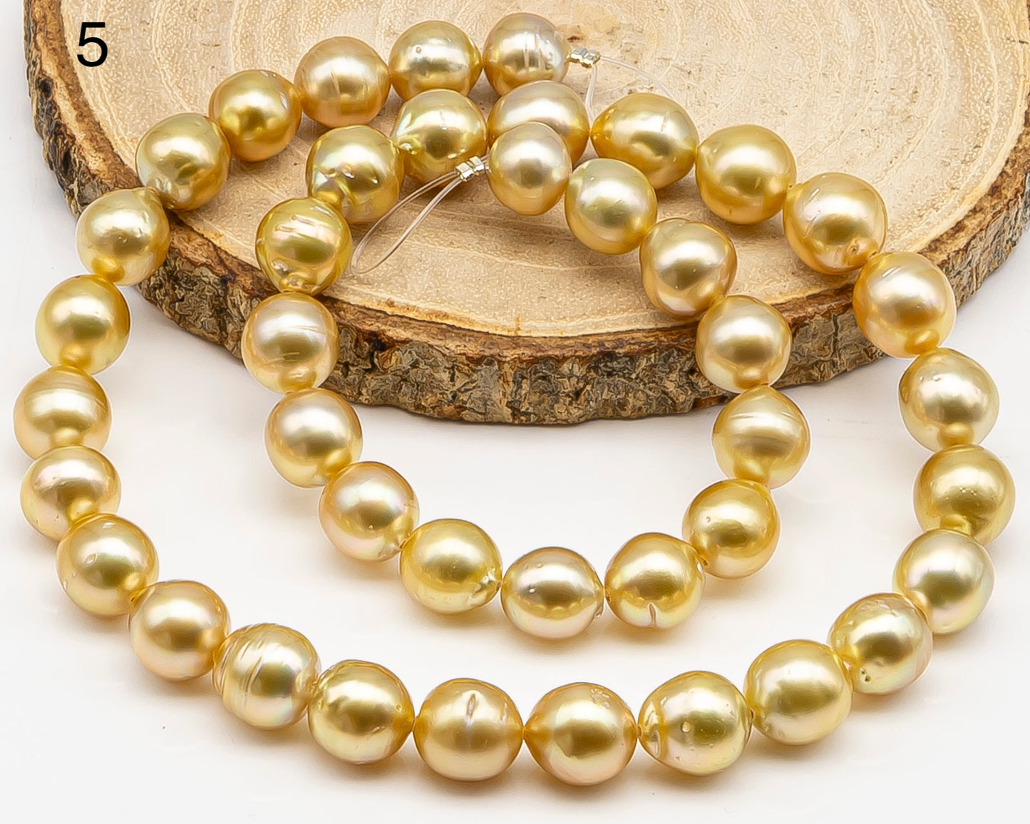 9-10mm Golden South Sea Pearl with High Luster and Blemishes, Natural Color Pearls, for Jewelry Making, Full Strand, SKU # 3324GS