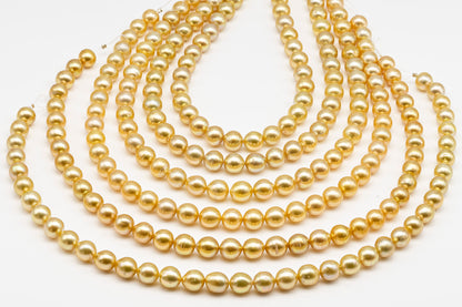 10-11mm Golden South Sea Pearl with High Luster and Blemishes, Natural Color Pearls, for Jewelry Making, Full Strand, SKU # 3325GS
