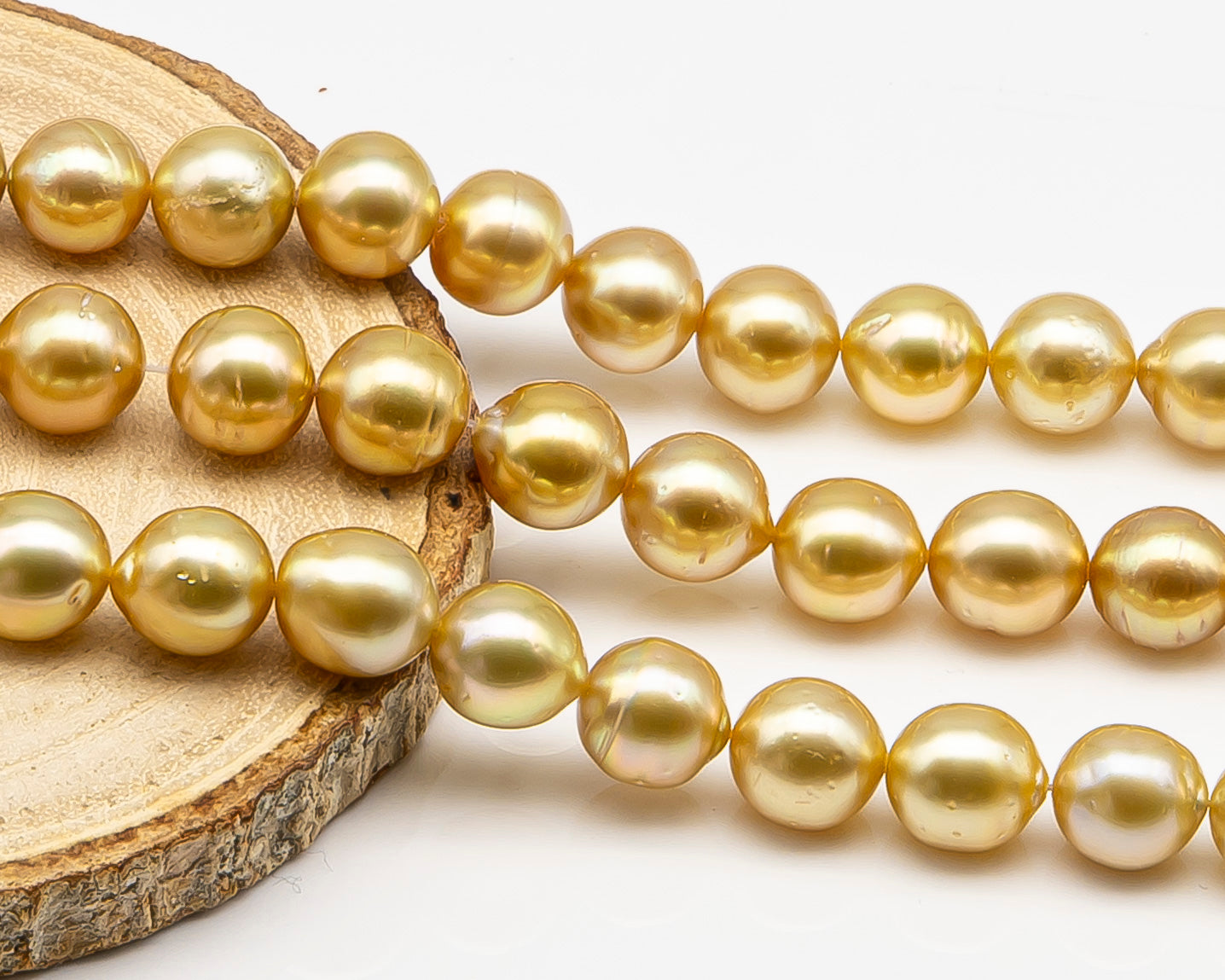 10-11mm Golden South Sea Pearl with High Luster and Blemishes, Natural Color Pearls, for Jewelry Making, Full Strand, SKU # 3325GS