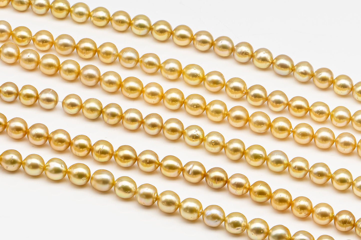 10-11mm Golden South Sea Pearl with High Luster and Blemishes, Natural Color Pearls, for Jewelry Making, Full Strand, SKU # 3325GS