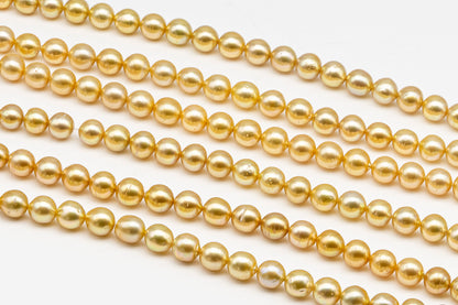 10-11mm Golden South Sea Pearl with High Luster and Blemishes, Natural Color Pearls, for Jewelry Making, Full Strand, SKU # 3325GS