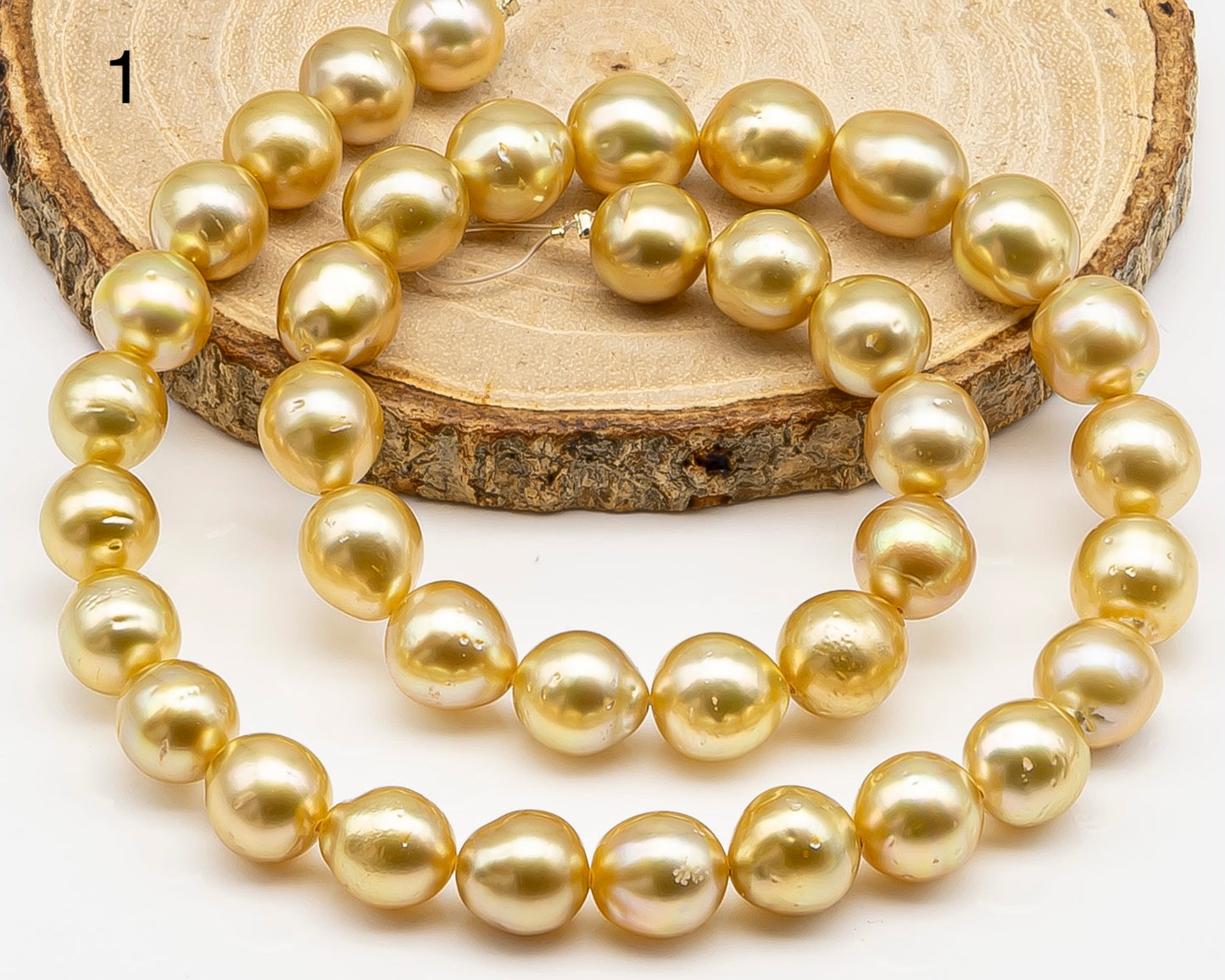 10-11mm Golden South Sea Pearl with High Luster and Blemishes, Natural Color Pearls, for Jewelry Making, Full Strand, SKU # 3325GS