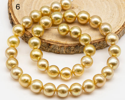 10-11mm Golden South Sea Pearl with High Luster and Blemishes, Natural Color Pearls, for Jewelry Making, Full Strand, SKU # 3325GS
