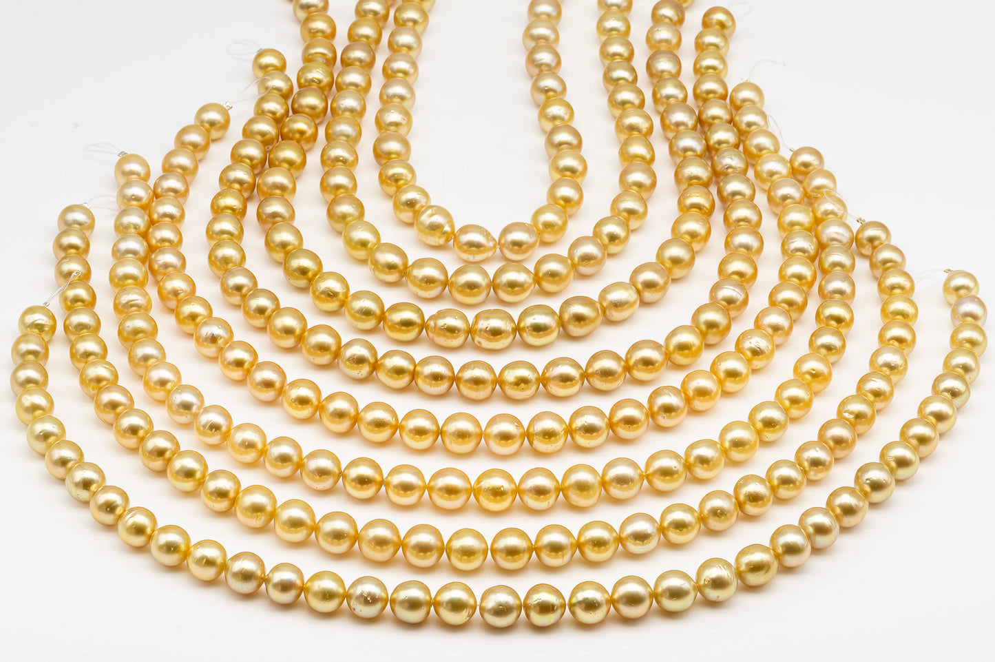 11-12mm Golden South Sea Pearl with High Luster and Blemishes, Natural Color Pearls, for Jewelry Making, Full Strand, SKU # 3326GS