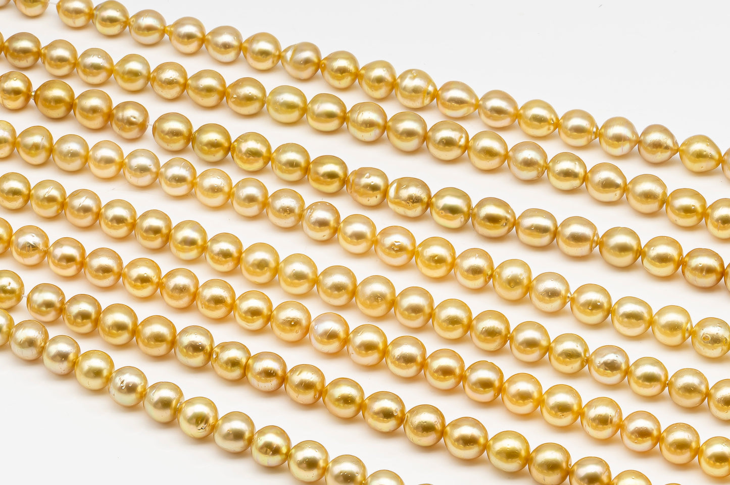 11-12mm Golden South Sea Pearl with High Luster and Blemishes, Natural Color Pearls, for Jewelry Making, Full Strand, SKU # 3326GS