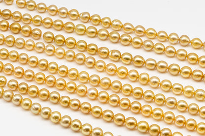 11-12mm Golden South Sea Pearl with High Luster and Blemishes, Natural Color Pearls, for Jewelry Making, Full Strand, SKU # 3326GS