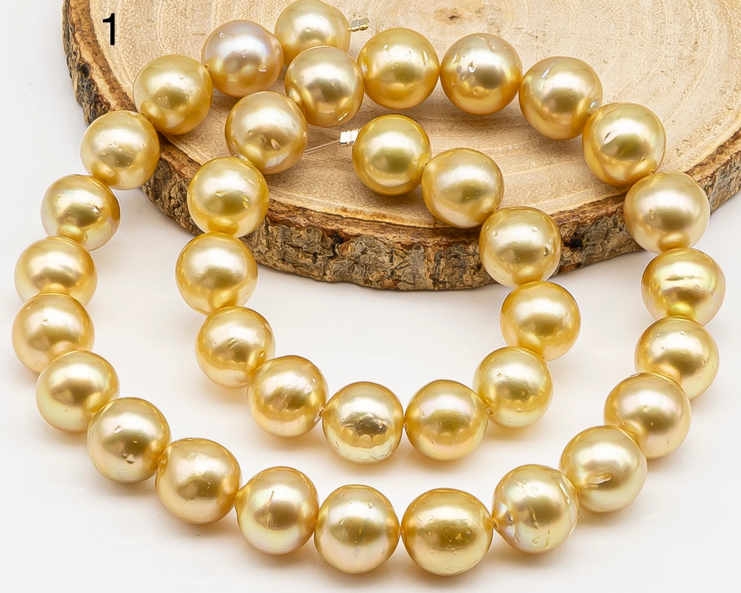 11-12mm Golden South Sea Pearl with High Luster and Blemishes, Natural Color Pearls, for Jewelry Making, Full Strand, SKU # 3326GS