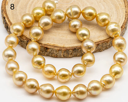 11-12mm Golden South Sea Pearl with High Luster and Blemishes, Natural Color Pearls, for Jewelry Making, Full Strand, SKU # 3326GS