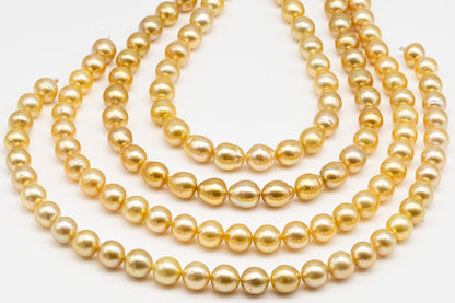 12-13mm Golden South Sea Pearl with High Luster and Blemishes, Natural Color Pearls, for Jewelry Making, Full Strand, SKU # 3327GS