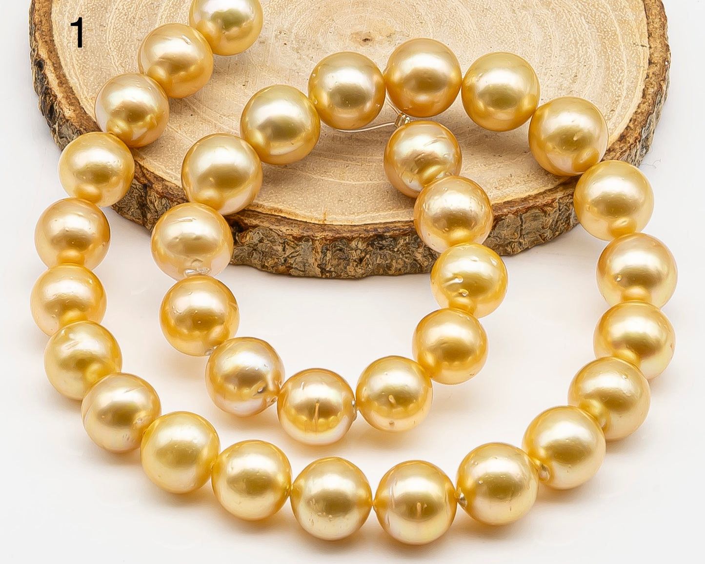 12-13mm Golden South Sea Pearl with High Luster and Blemishes, Natural Color Pearls, for Jewelry Making, Full Strand, SKU # 3327GS