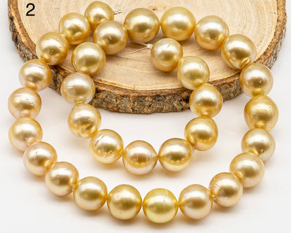 12-13mm Golden South Sea Pearl with High Luster and Blemishes, Natural Color Pearls, for Jewelry Making, Full Strand, SKU # 3327GS