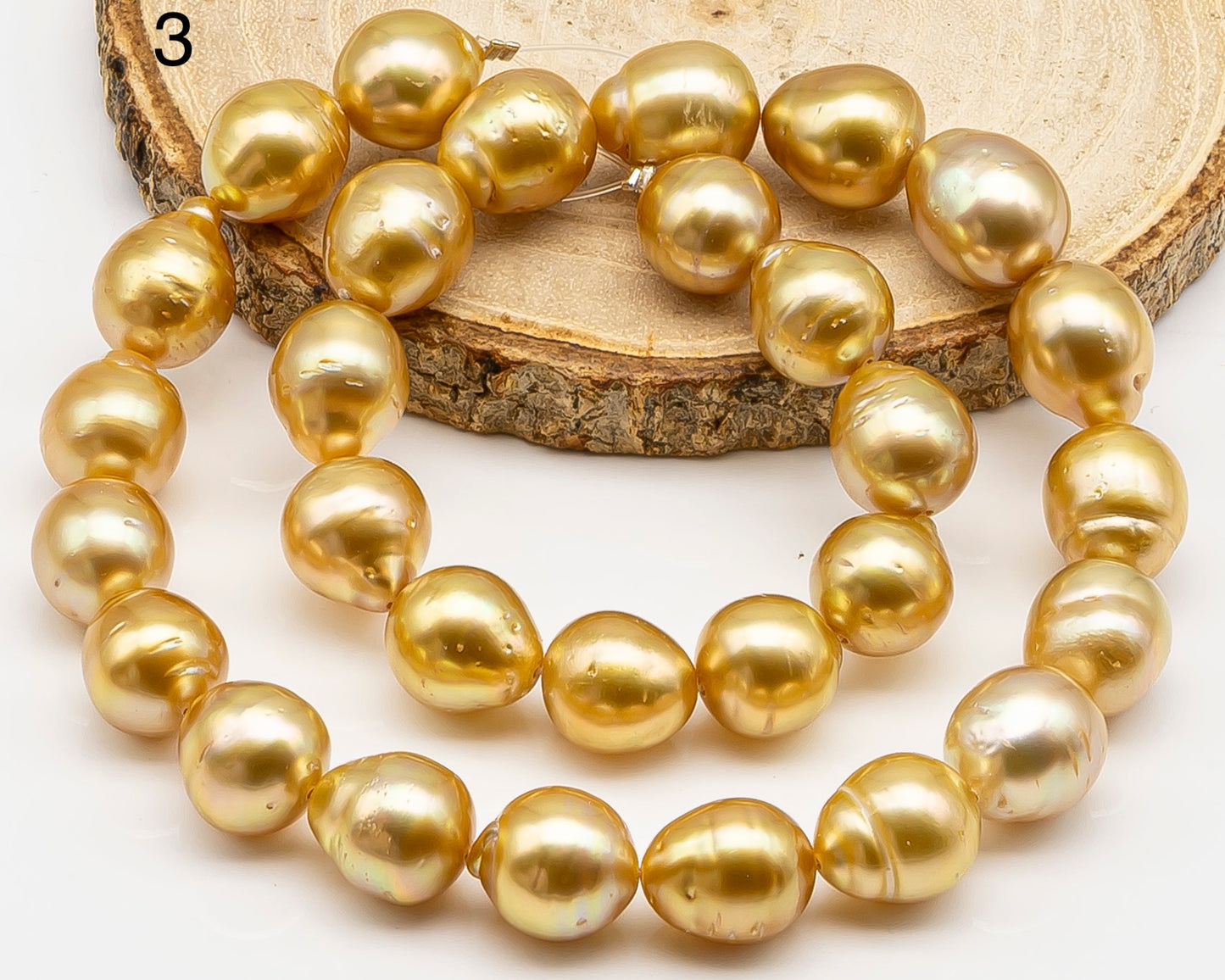 12-13mm Golden South Sea Pearl with High Luster and Blemishes, Natural Color Pearls, for Jewelry Making, Full Strand, SKU # 3327GS